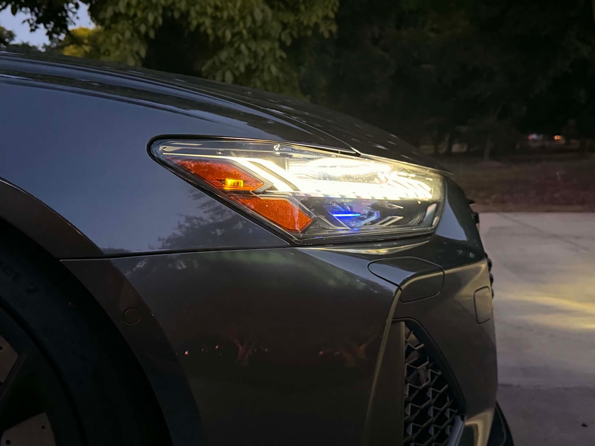 Audi with activated lighting at night